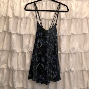 Free People Blue Mixed Print Trapeze Romper